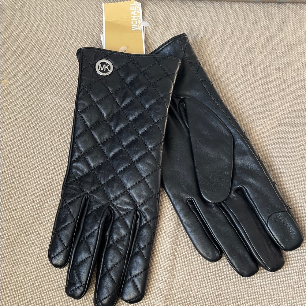 Michael Kors Black Leather Touch Gloves